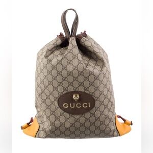 Gucci GG Supreme Neo Vintage logo drawstring backpack AUTHENTIC